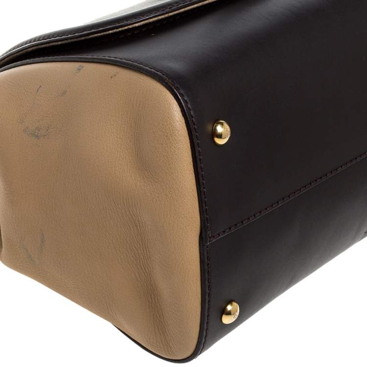 Pre Owned Fendi Tri Color Leather Silvana Top Handle Bag