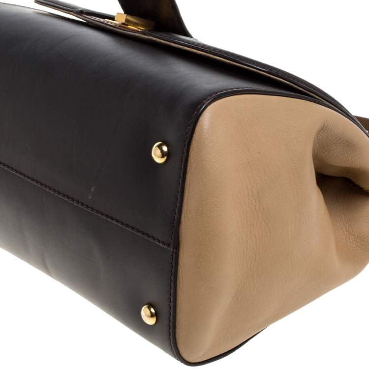 Pre Owned Fendi Tri Color Leather Silvana Top Handle Bag