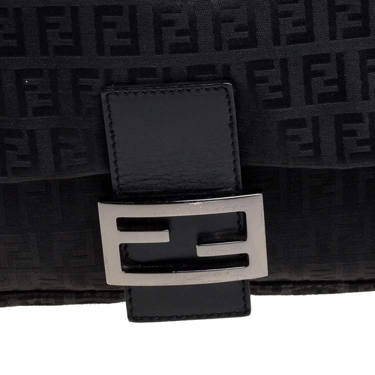 Pre Owned Fendi Black Zucchino Canvas Mama Forever Shoulder Bag