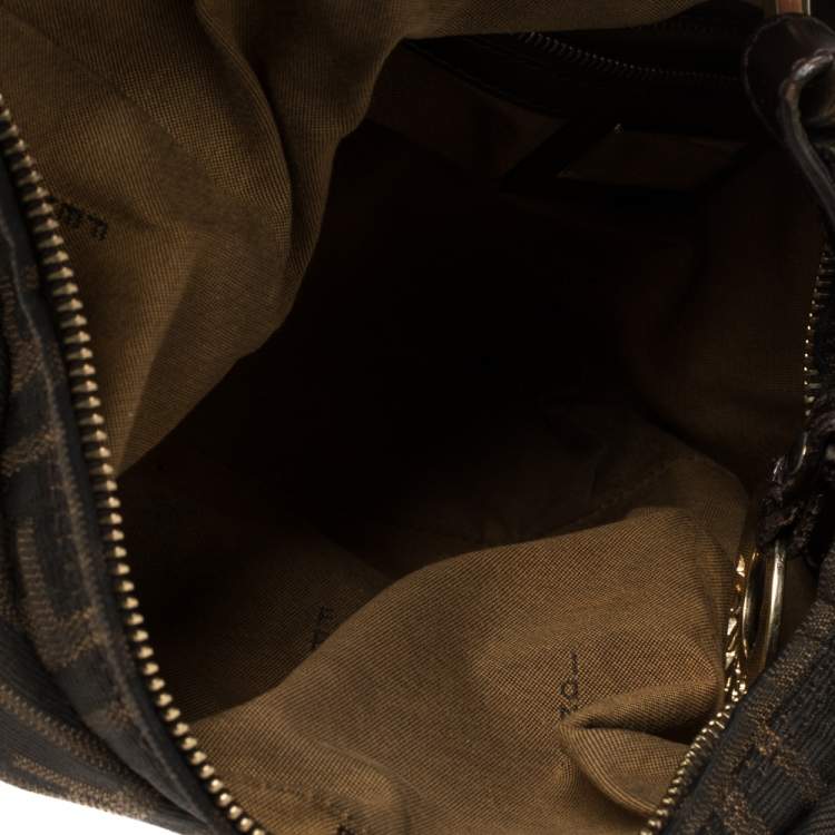 Pre Owned Fendi Tobacco Zucca Canvas and Leather Chef Chain Link Hobo