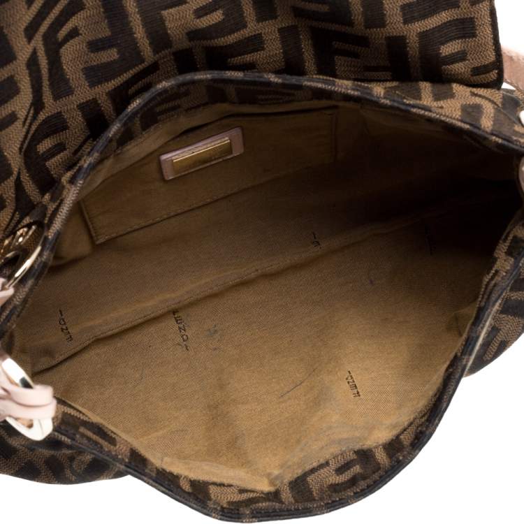 Pre Owned Fendi Tobacco Zucca Canvas and Leather Trim Small Chef Shoulder Bag