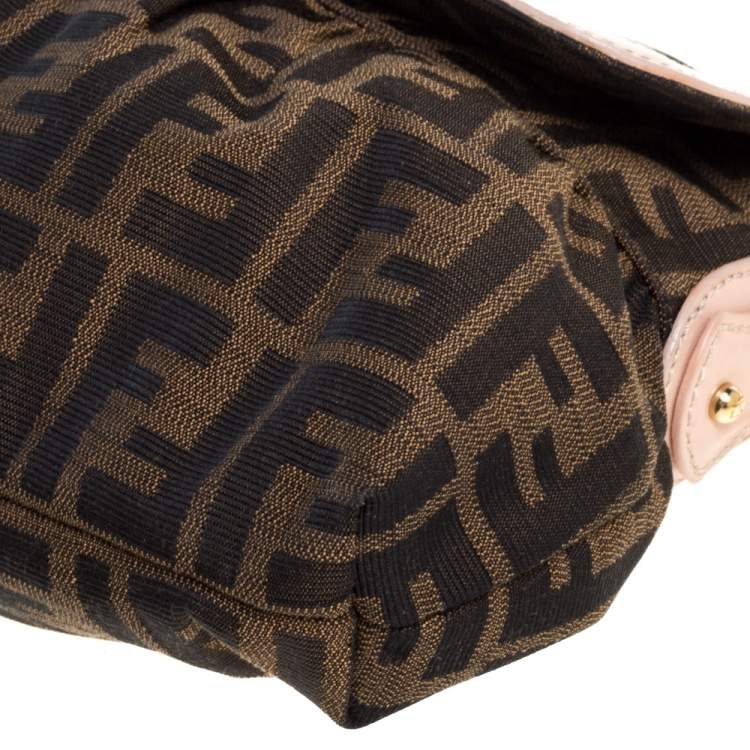 Pre Owned Fendi Tobacco Zucca Canvas and Leather Trim Small Chef Shoulder Bag