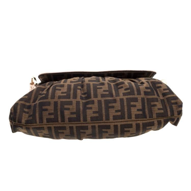 Pre Owned Fendi Tobacco Zucca Canvas and Leather Trim Small Chef Shoulder Bag