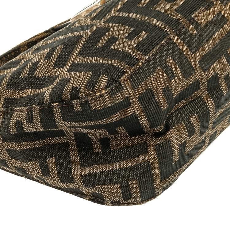 Pre Owned Fendi Tobacco Zucca Canvas And Leather Mama Baguette Bag