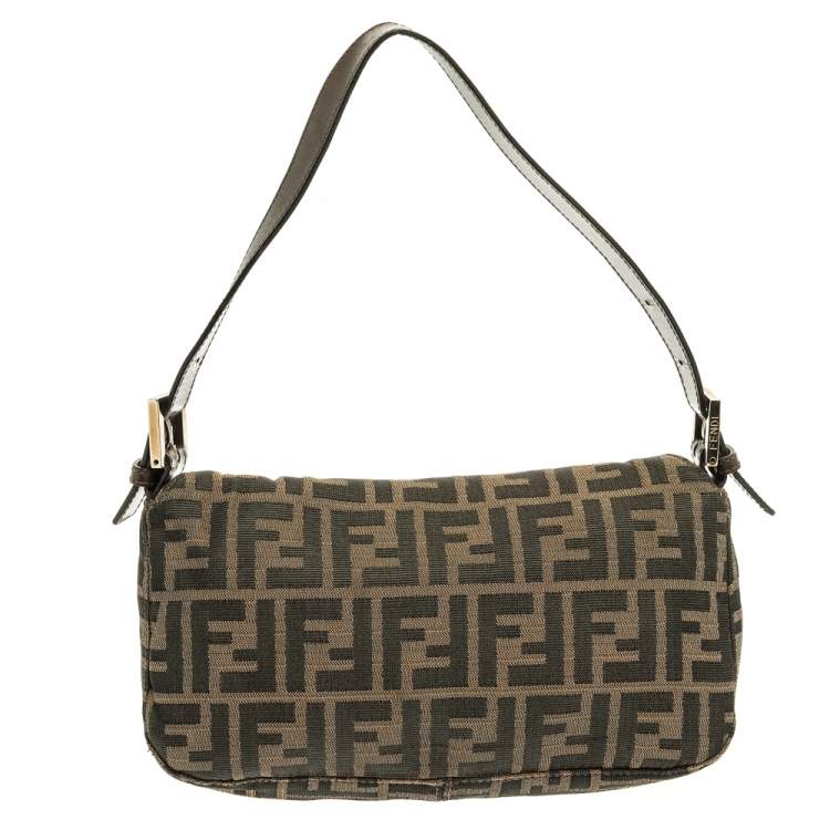 Pre Owned Fendi Tobacco Zucca Canvas And Leather Mama Baguette Bag