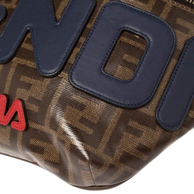 Pre Owned Fendi Brown Zucca Coated Canvas and Leather Spalmati Mania Belt Bag