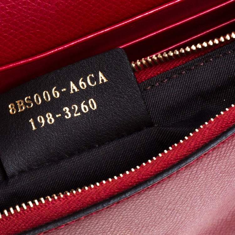 Pre Owned Fendi Red/Brown Embossed Leather F Wallet On Chain