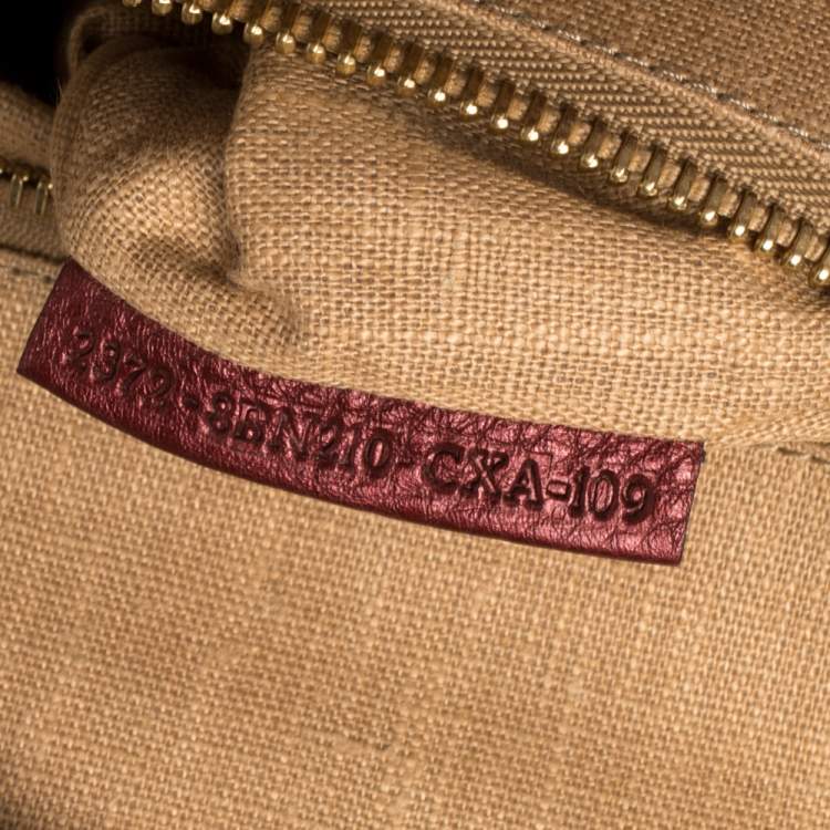 Pre Owned Fendi Burgundy Selleria Leather Large Peekaboo Top Handle Bag