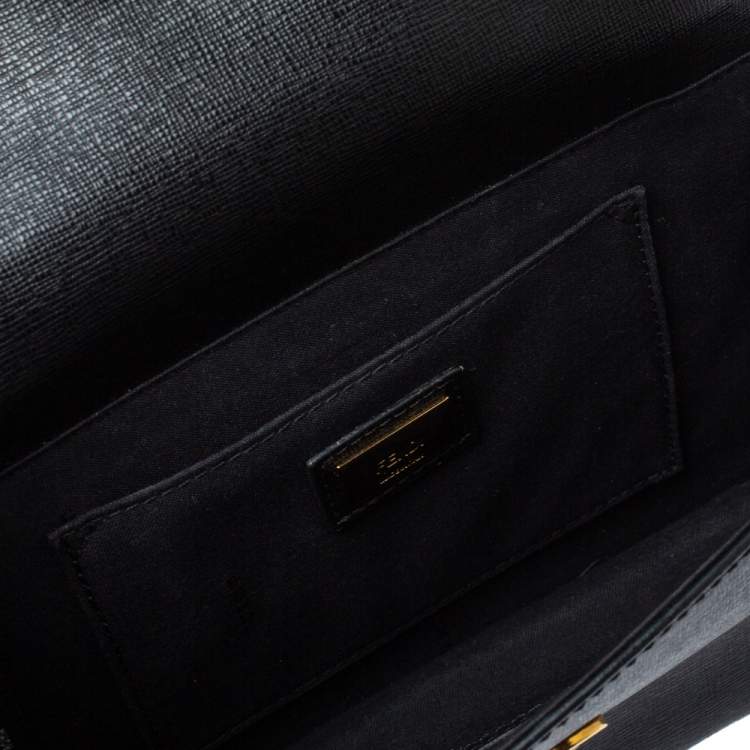 مملوكة مسبقًا Fendi Black Textured Leather Mini Studded Monster Demi Jour Top Handle Bag