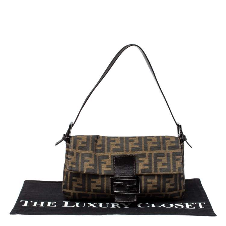 Pre Owned Fendi Tobacco Zucca Canvas and Leather Mama Baguette Bag