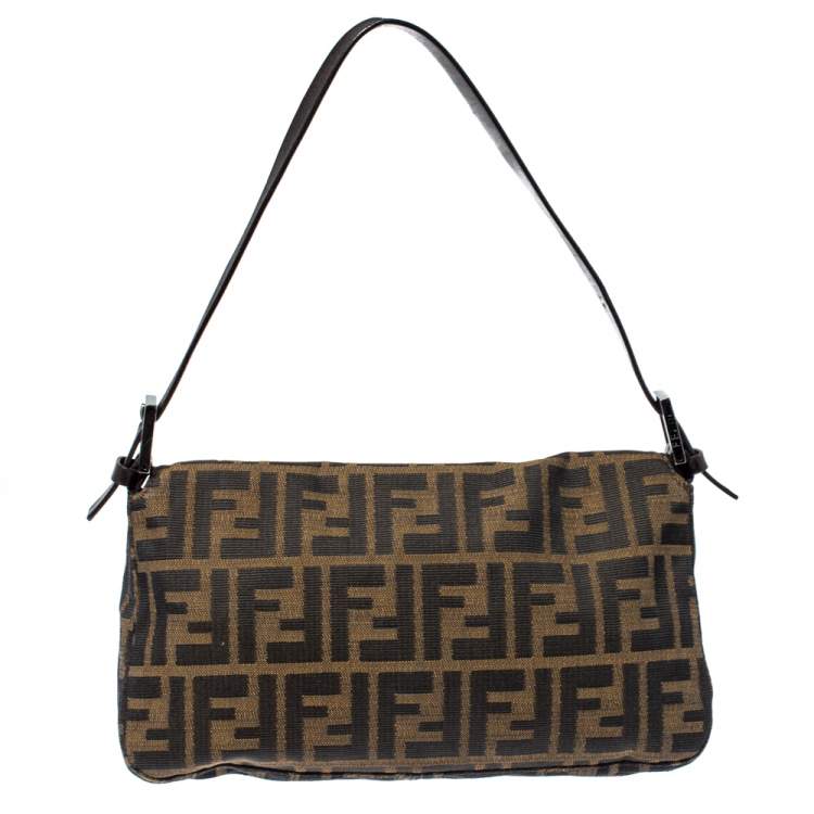 Pre Owned Fendi Tobacco Zucca Canvas and Leather Mama Baguette Bag