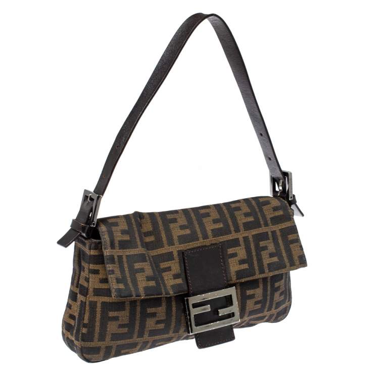 Pre Owned Fendi Tobacco Zucca Canvas and Leather Mama Baguette Bag