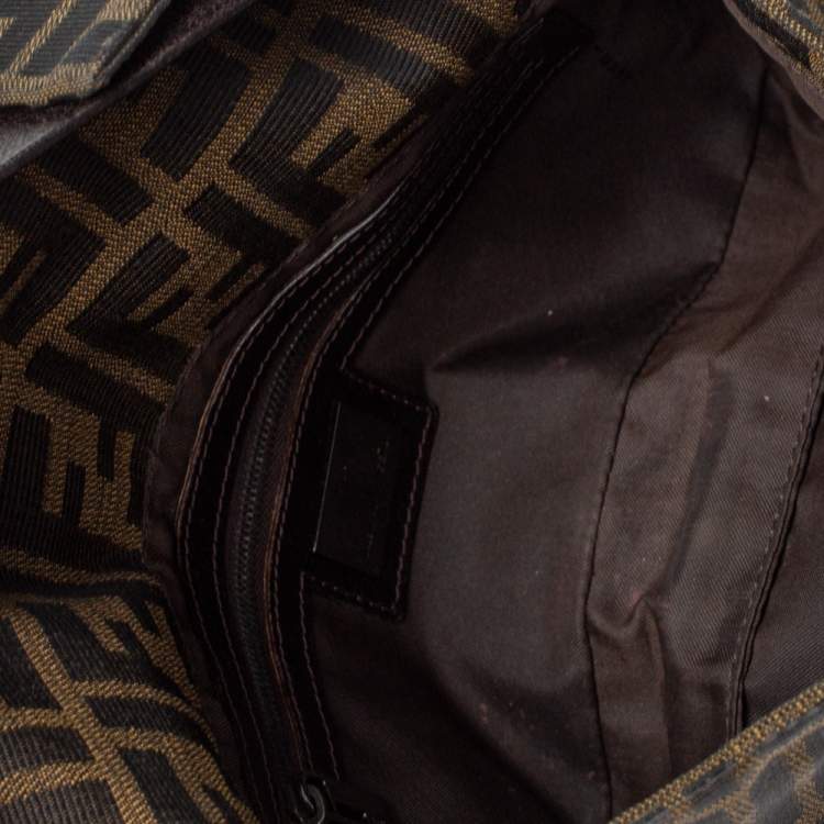Pre Owned Fendi Tobacco Zucca Canvas and Leather Mama Baguette Bag