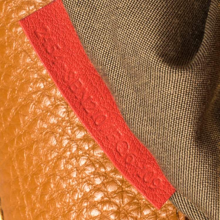 Pre Owned Fendi Coral Orange Selleria Leather Large Peekaboo Top Handle Bag