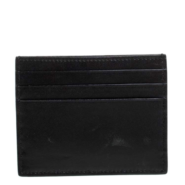 Pre Owned Fendi Black Leather F Card Holder 