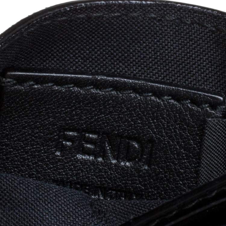 Pre Owned Fendi Black Leather F Card Holder 