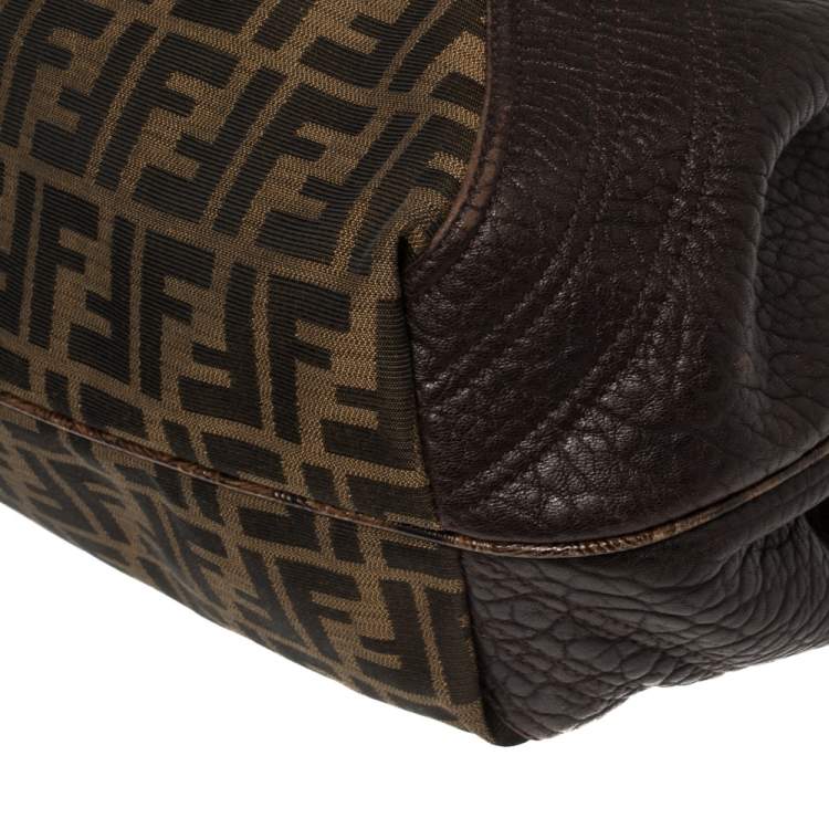 Pre Owned Fendi Tobacco Zucca Canvas and Leather Spy Bag