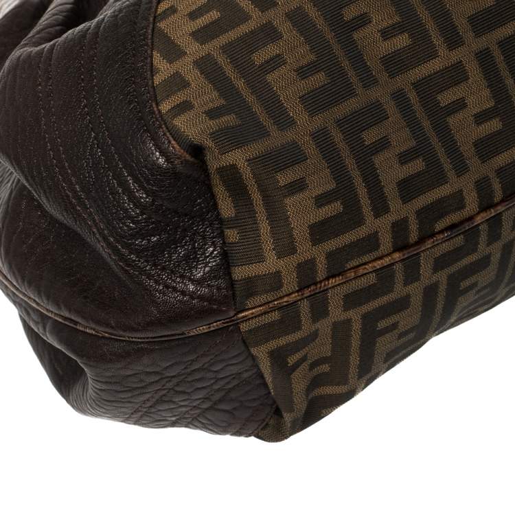 Pre Owned Fendi Tobacco Zucca Canvas and Leather Spy Bag