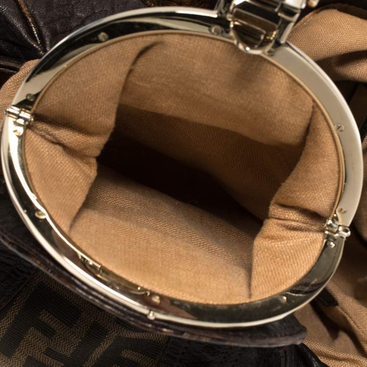 Pre Owned Fendi Tobacco Zucca Canvas and Leather Spy Bag