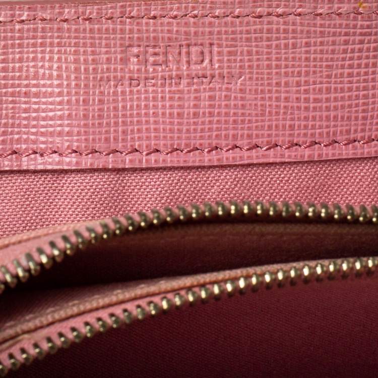 Pre Owned Fendi Pink Ombre Zucca Coated Canvas Continental Wallet