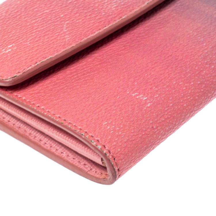 Pre Owned Fendi Pink Ombre Zucca Coated Canvas Continental Wallet