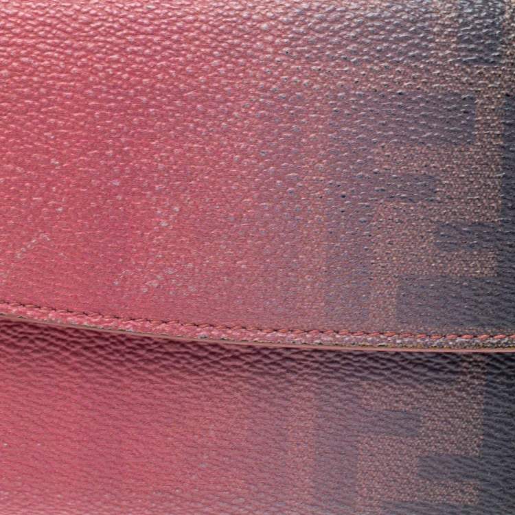 Pre Owned Fendi Pink Ombre Zucca Coated Canvas Continental Wallet