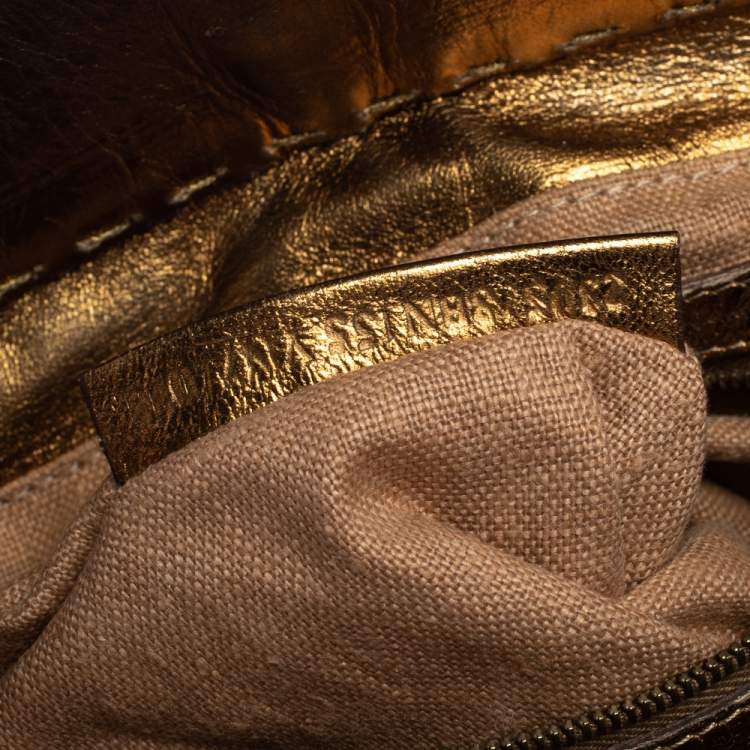 Pre Owned Fendi Gold Selleria Leather Villa Borghese Tote