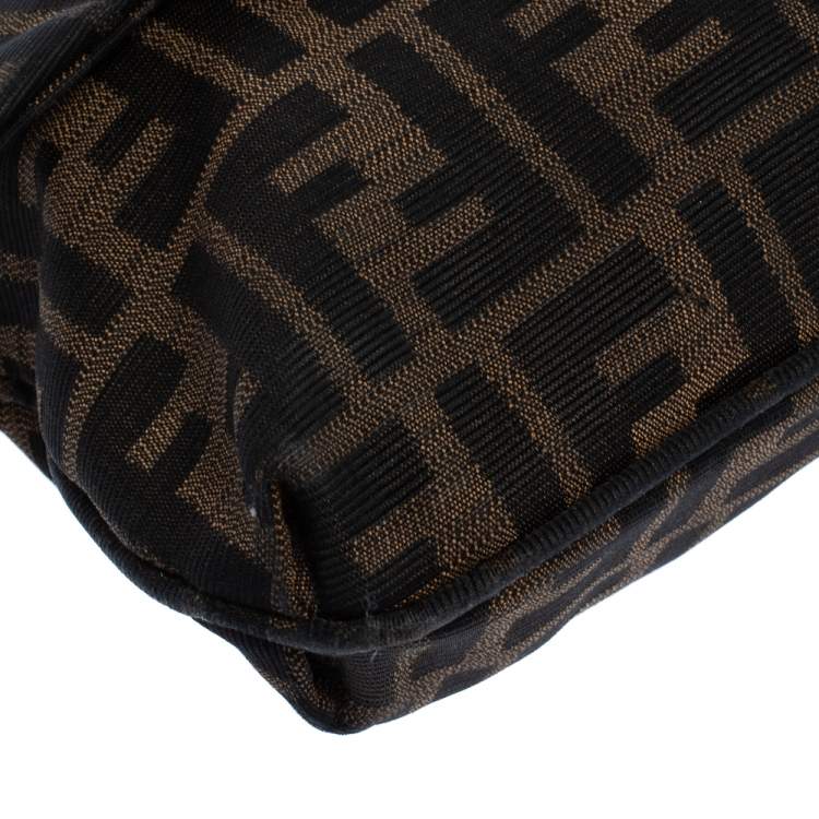 Pre Owned Fendi Tobacco Zucca Canvas Mia Flap Shoulder Bag