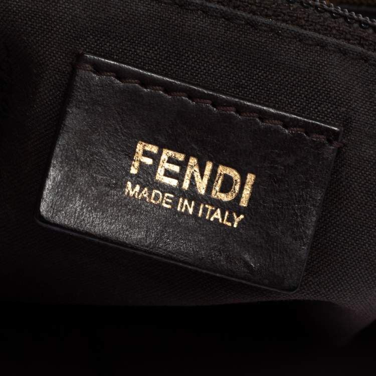 Pre Owned Fendi Tobacco Zucca Canvas Mia Flap Shoulder Bag