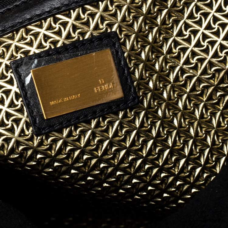 Pre Owned Fendi Black Patent Leather Large Peekaboo Top Handle Bag