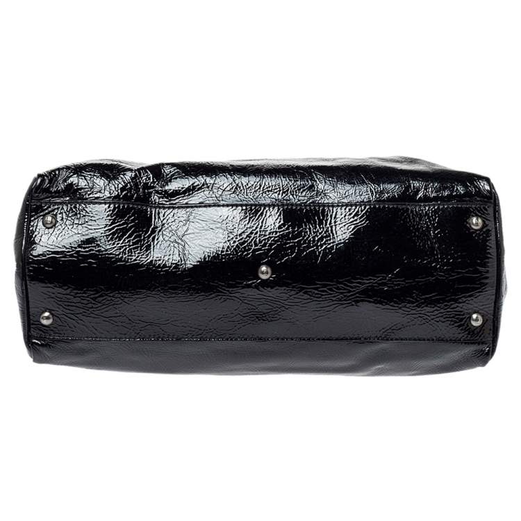 Pre Owned Fendi Black Patent Leather Large Peekaboo Top Handle Bag
