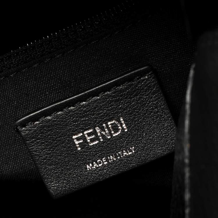 Pre Owned Fendi Black Nylon, Leather and Fur Monster Eyes Backpack