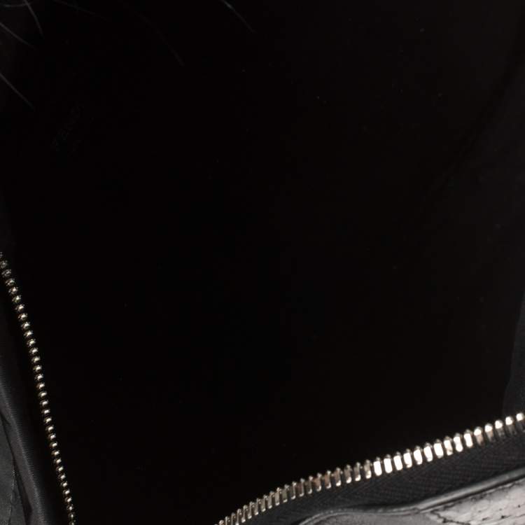 Pre Owned Fendi Black Nylon, Leather and Fur Monster Eyes Backpack