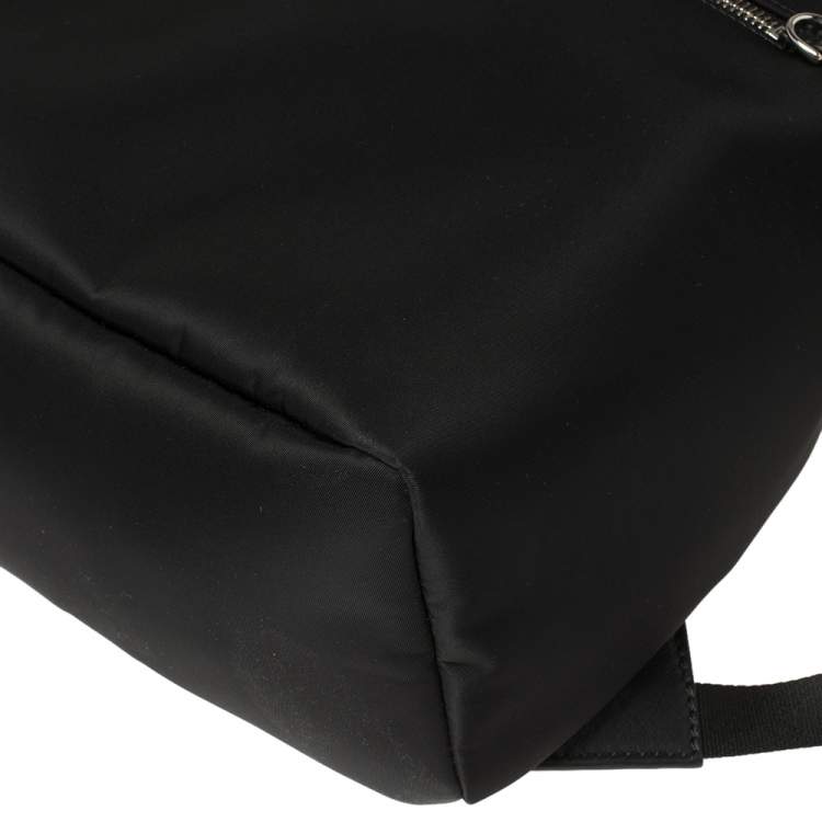 Pre Owned Fendi Black Nylon, Leather and Fur Monster Eyes Backpack