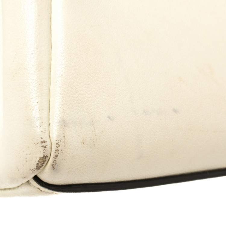 Pre Owned Fendi Off White Leather Micro Peekaboo Top Handle Bag