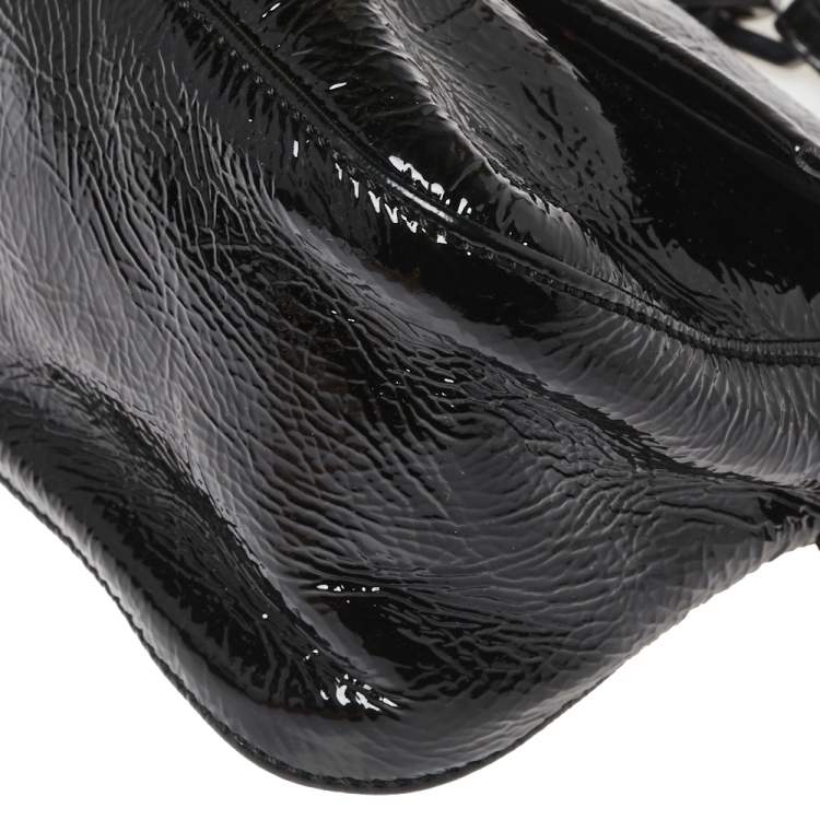 Pre Owned Fendi Black Patent Leather Baguette Shoulder Bag
