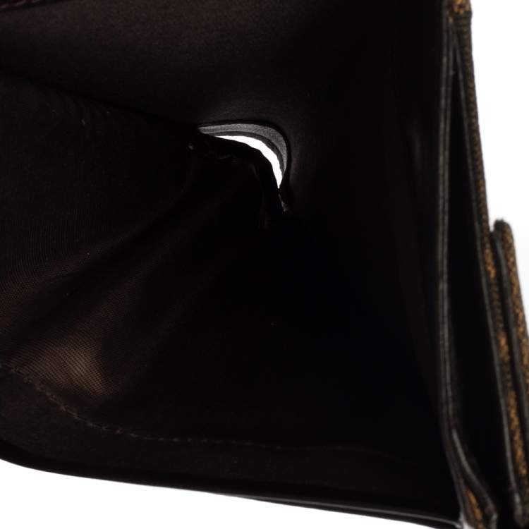 Pre Owned Fendi Tobacco Zucca Canvas FF Flap Compact Wallet