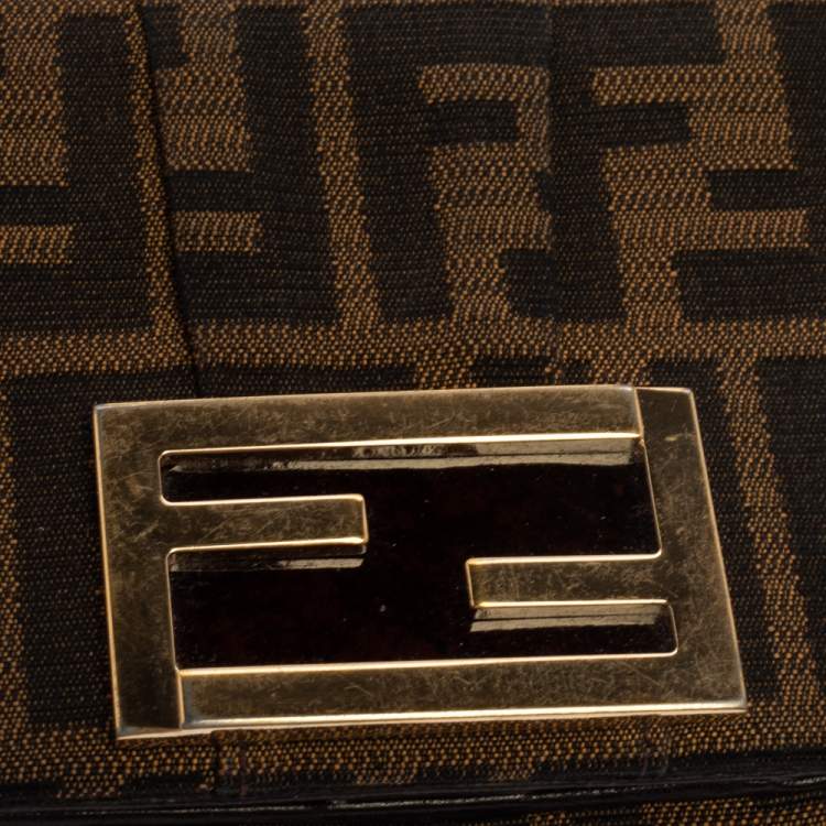 Pre Owned Fendi Tobacco Zucca Canvas FF Flap Compact Wallet