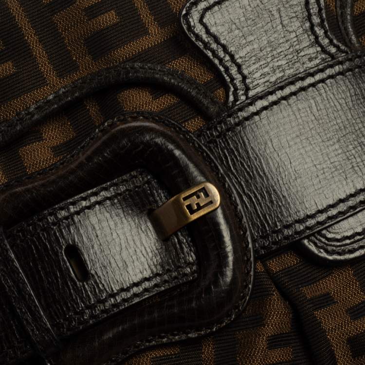Pre Owned Fendi Tobbaco Zucca Canvas and Leather B Bis Shoulder Bag