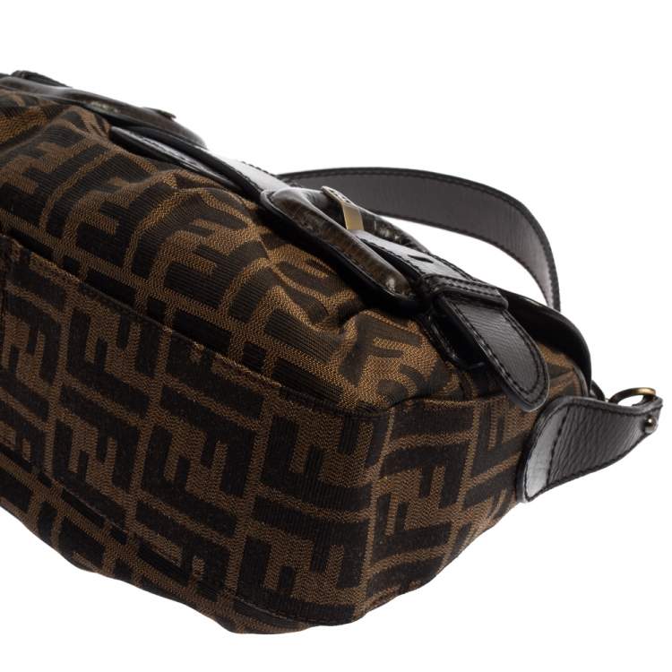 Pre Owned Fendi Tobbaco Zucca Canvas and Leather B Bis Shoulder Bag