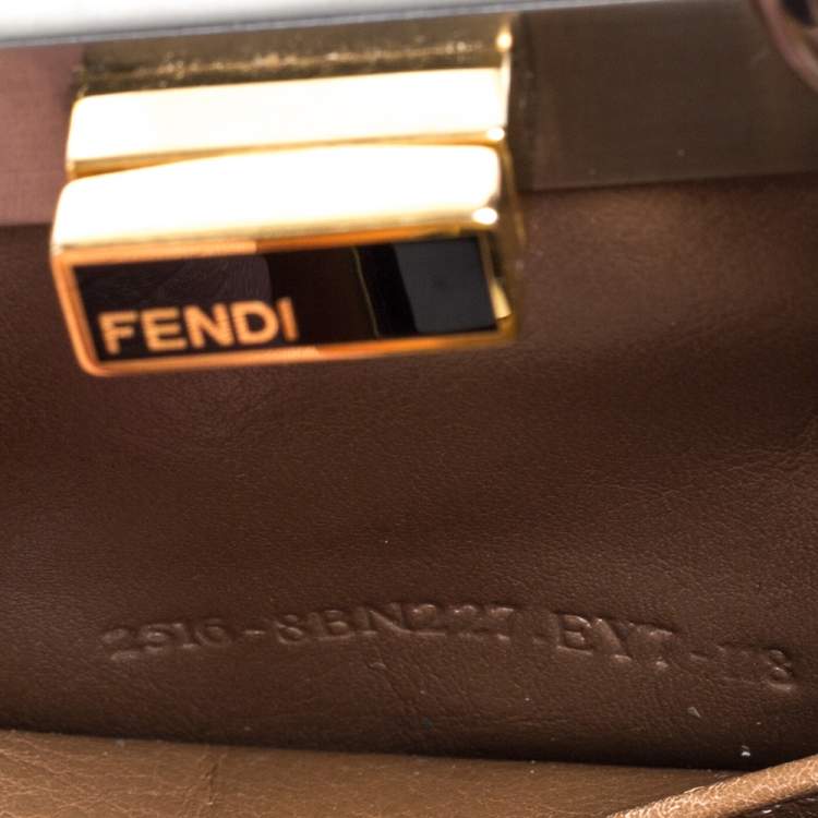 Pre Owned Fendi Beige Leather Mini Peekaboo Top Handle Bag