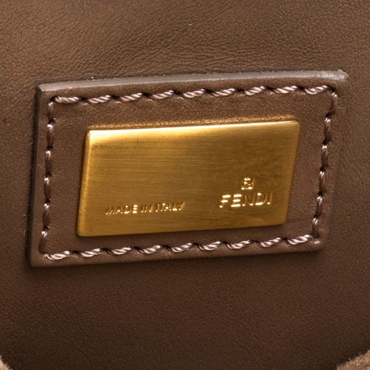 Pre Owned Fendi Beige Leather Mini Peekaboo Top Handle Bag