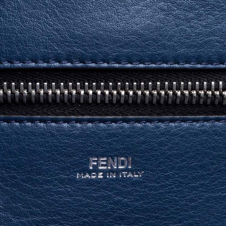 Pre Owned Fendi Black Leather Whipstitch Dotcom Top Handle Bag