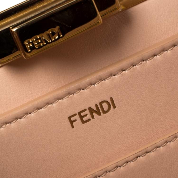 Pre Owned Fendi Brown Leather Medium Peekaboo ISeeU Top Handle Bag