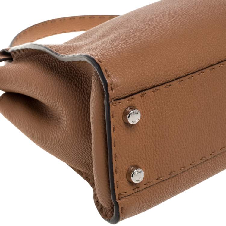 مملوكة مسبقًا Fendi Brown Selleria Leather Medium Peekaboo Top Handle Bag
