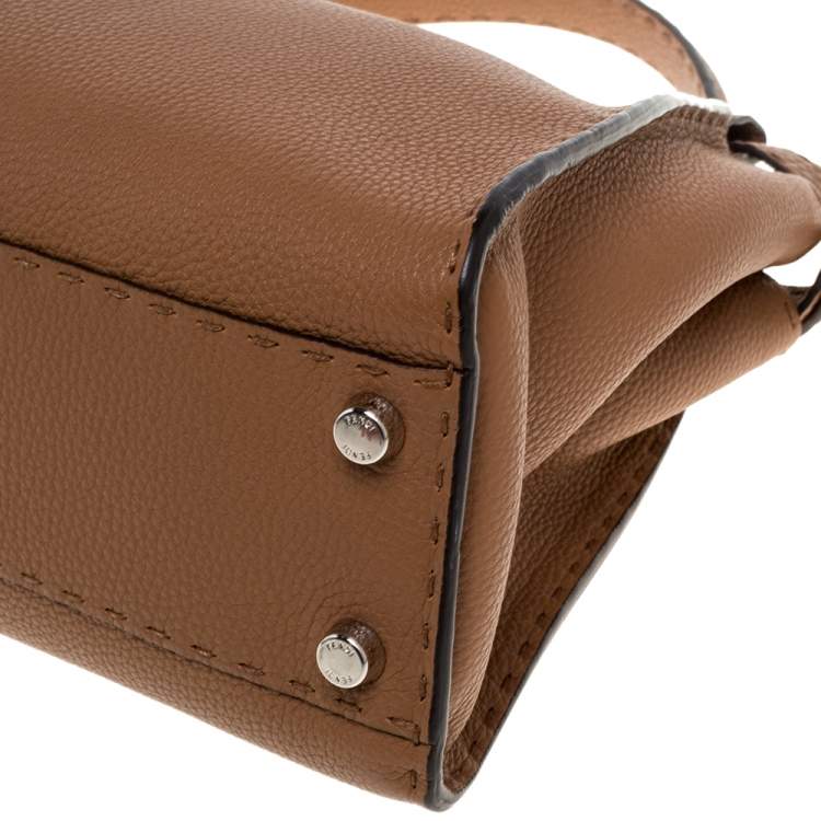 مملوكة مسبقًا Fendi Brown Selleria Leather Medium Peekaboo Top Handle Bag