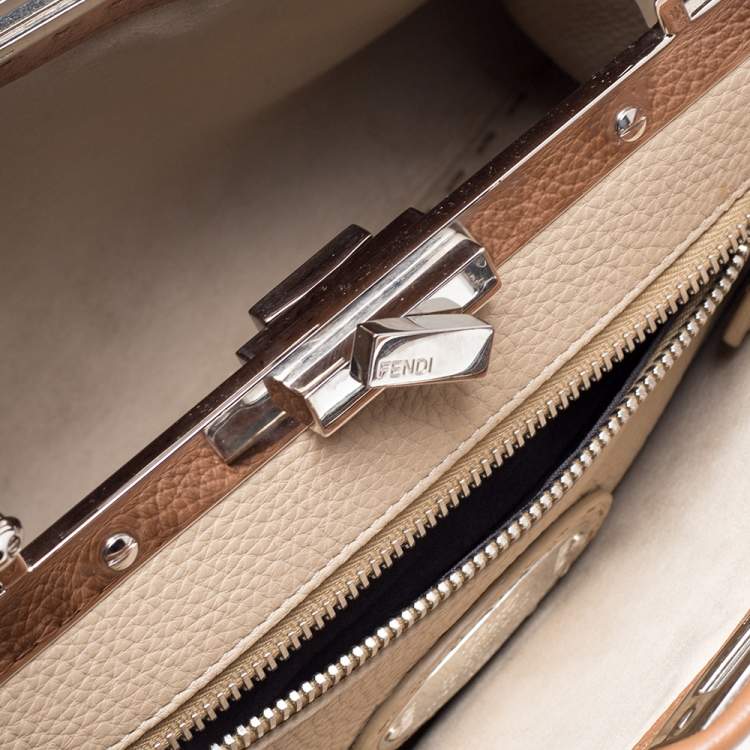 مملوكة مسبقًا Fendi Brown Selleria Leather Medium Peekaboo Top Handle Bag