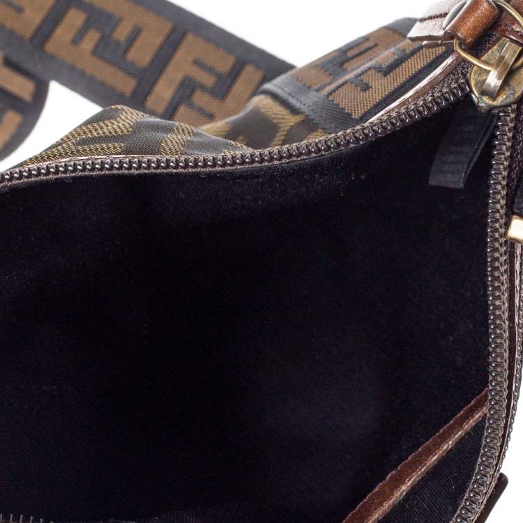 Pre Owned Fendi Tobacco Zucca Canvas Flat Messenger Bag