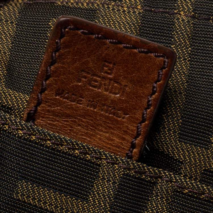 Pre Owned Fendi Tobacco Zucca Canvas Flat Messenger Bag