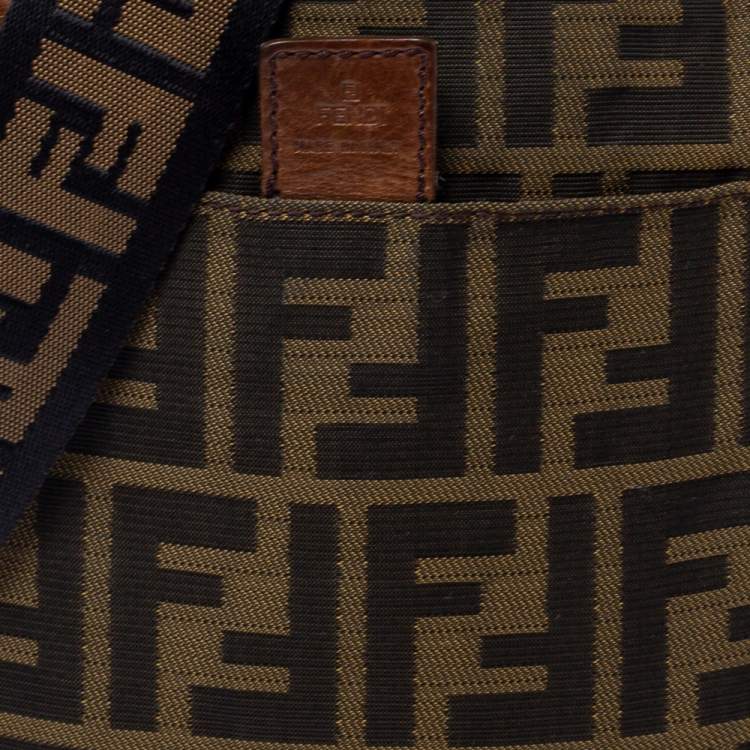 Pre Owned Fendi Tobacco Zucca Canvas Flat Messenger Bag